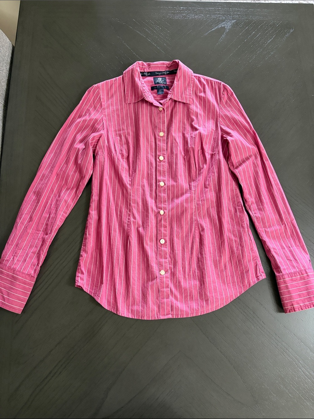 Women's Pink Striped Button-Up Shirt